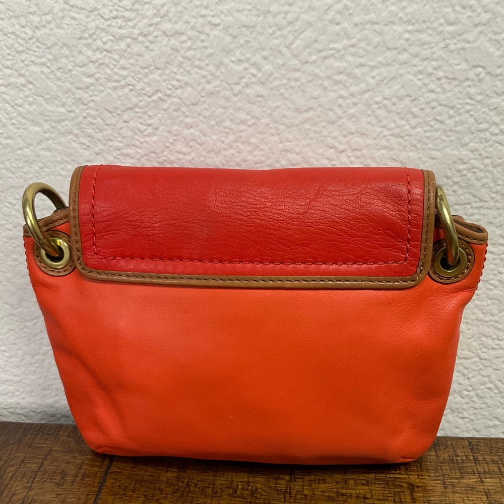 Coach POPPY Colorblock Leather Flap Crossbody Bag‎ #48941 Two Shades Orange - Picture 12 of 14